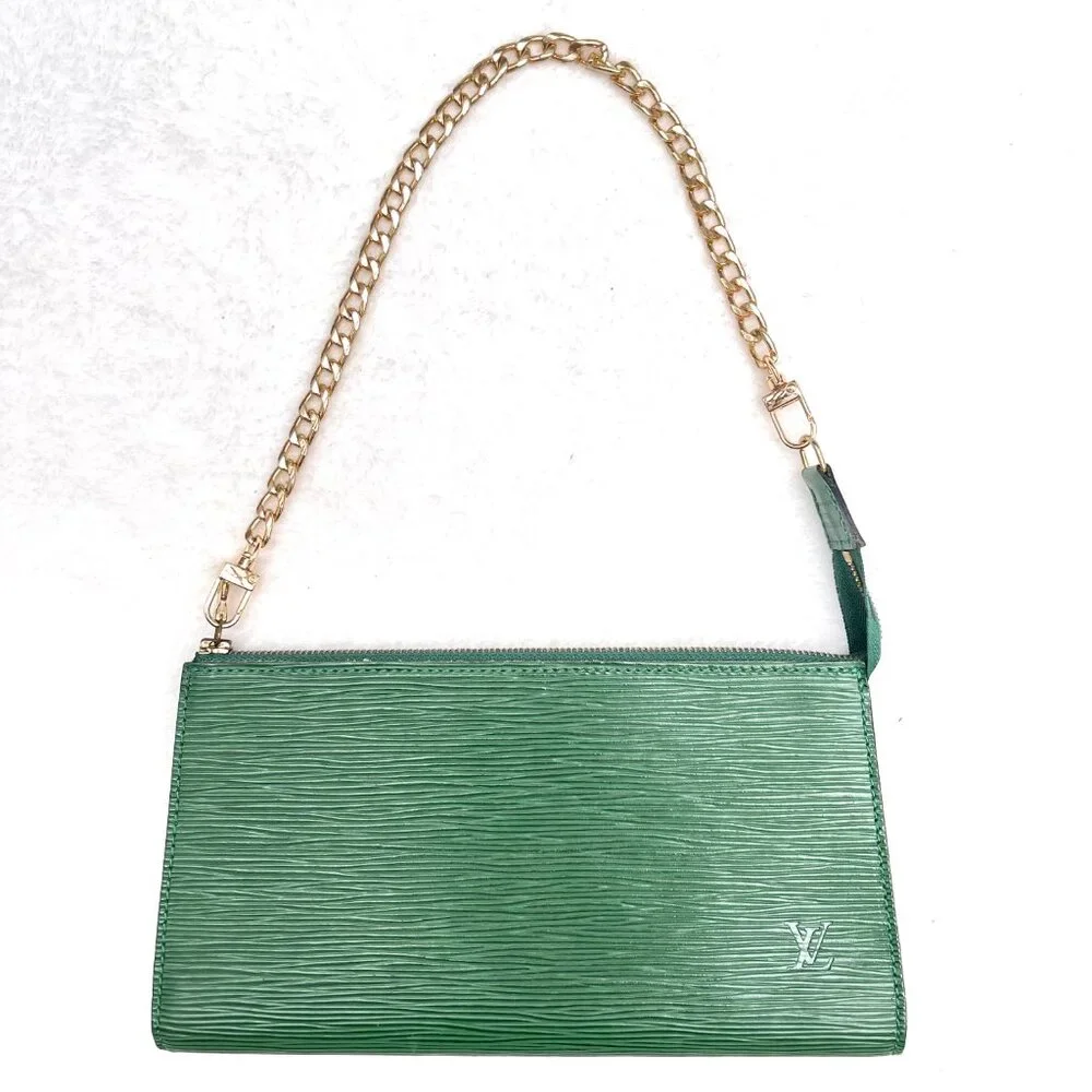 Louis Vuitton Green Epi Vintage Leather Pochette Clutch Shoulder Bag - Picture 16 of 16